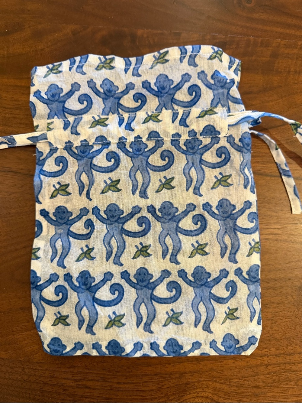Roller Rabbit Blue Monkey Drawstring Bag - Picture 2 of 6
